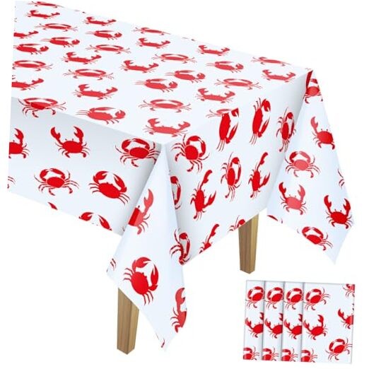 Pcs 5x 108 Inch Crab Boil Party Table Cloth Summer Seafood 4 Red Crabs Style