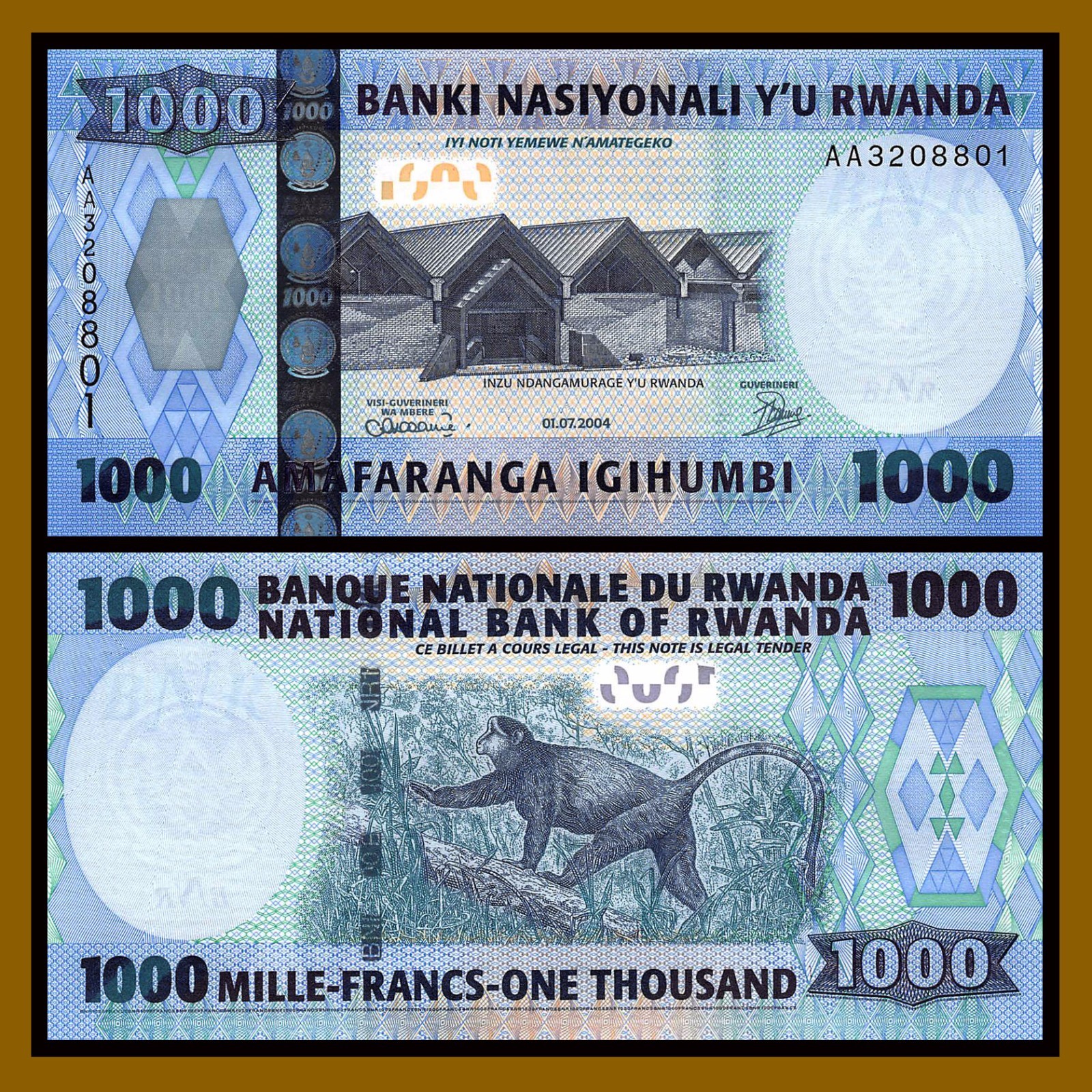 Rwanda 1000 Francs, 2004 P-31a Unc