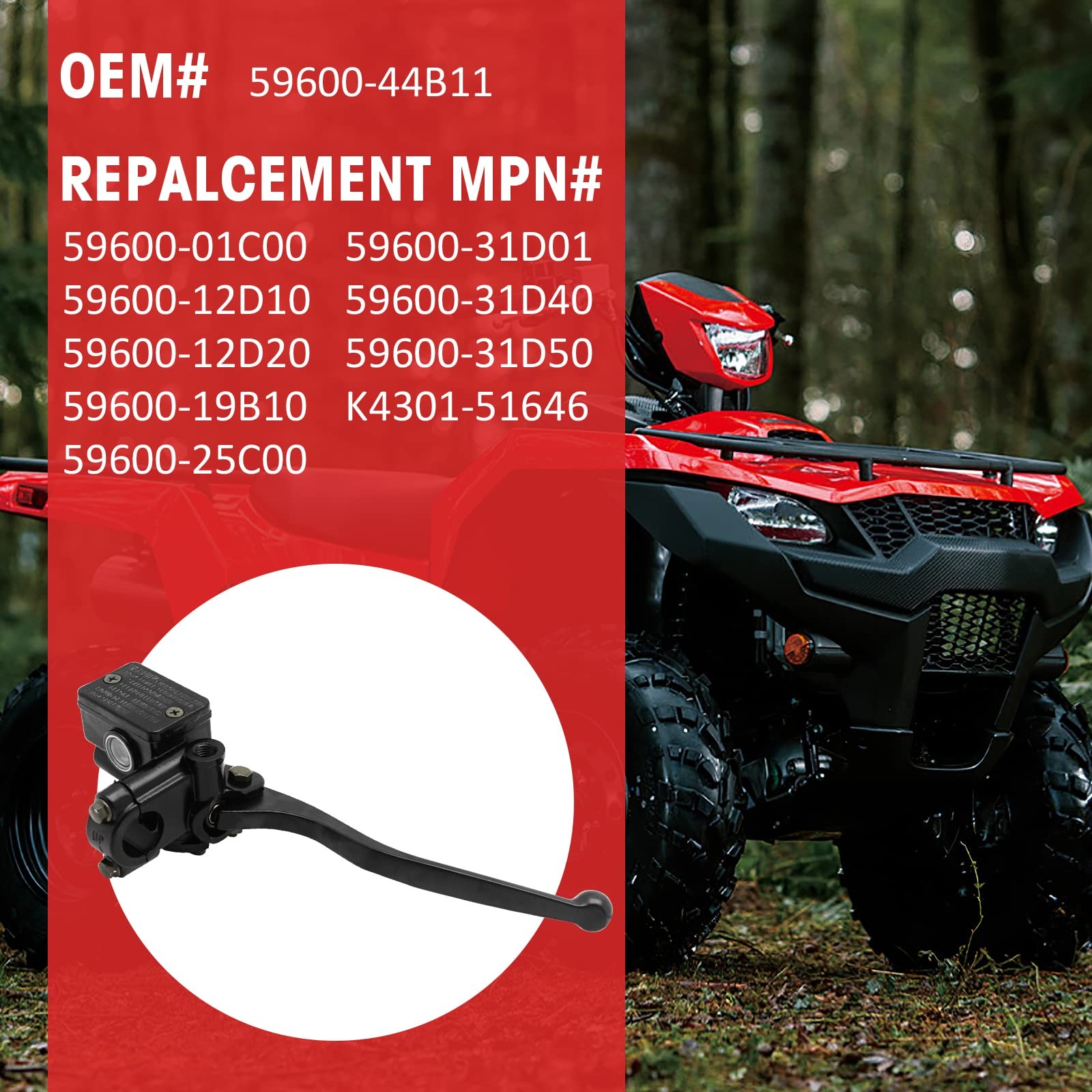 Front Brake Master Cylinder Compatible with Suzuki KingQuad QuadRunner...