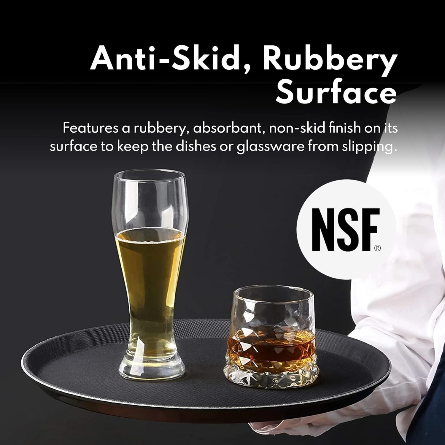 Non-Slip Tray, Plastic, Rubber - Tray for Server/Waiter