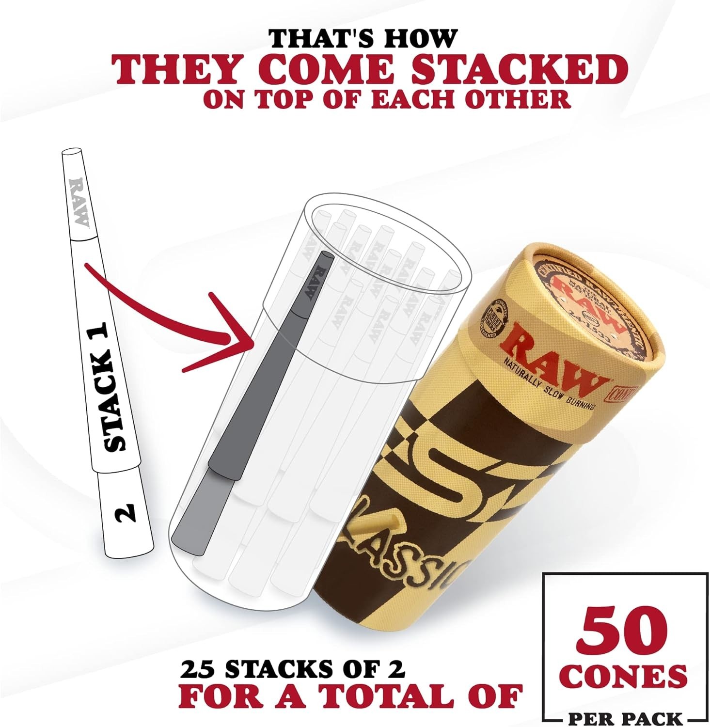 RAW King Size Case Holder Bundle | 50 RAW Pre-Rolled Cones & Three Tree Case