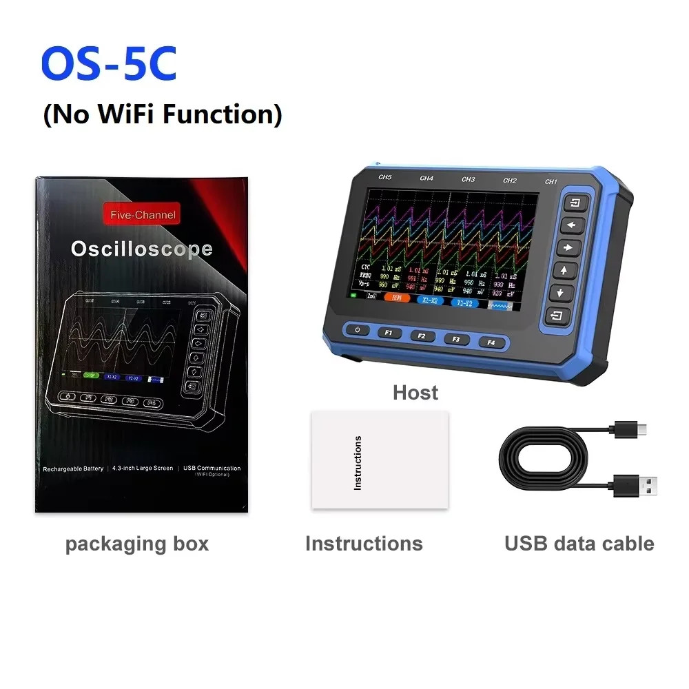 5 Channels Digital Oscilloscope USB + Wifi Portable Oscilloscope 3Msps Sampling