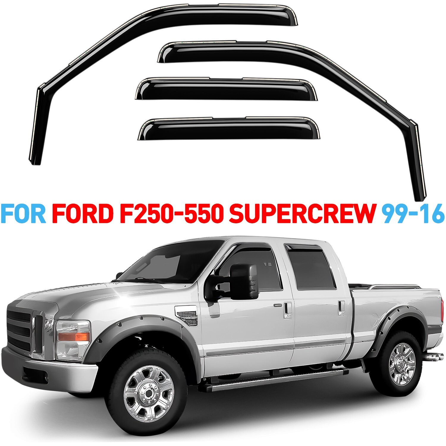 Rain Guards Vent Visors Shade for 1999-2016 Ford F250 SuperCrew