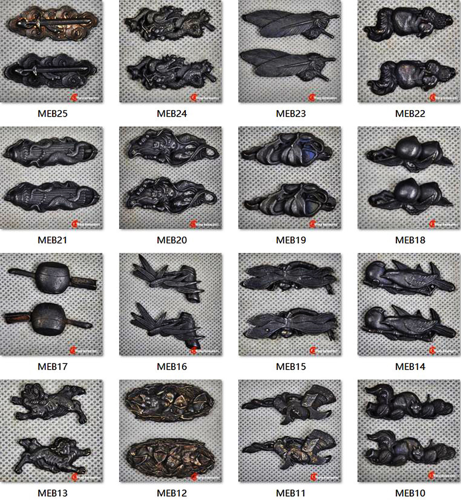 Matte Black Iron Menuki for Japanese Sword Katana Wakizashi Tanto Parts Fittings
