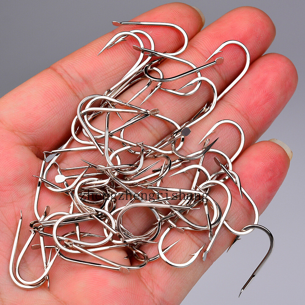 200pcs Soft Insect Hook Jig Fishing Single Hook High Carbon Steel Fishhook 2#-8#