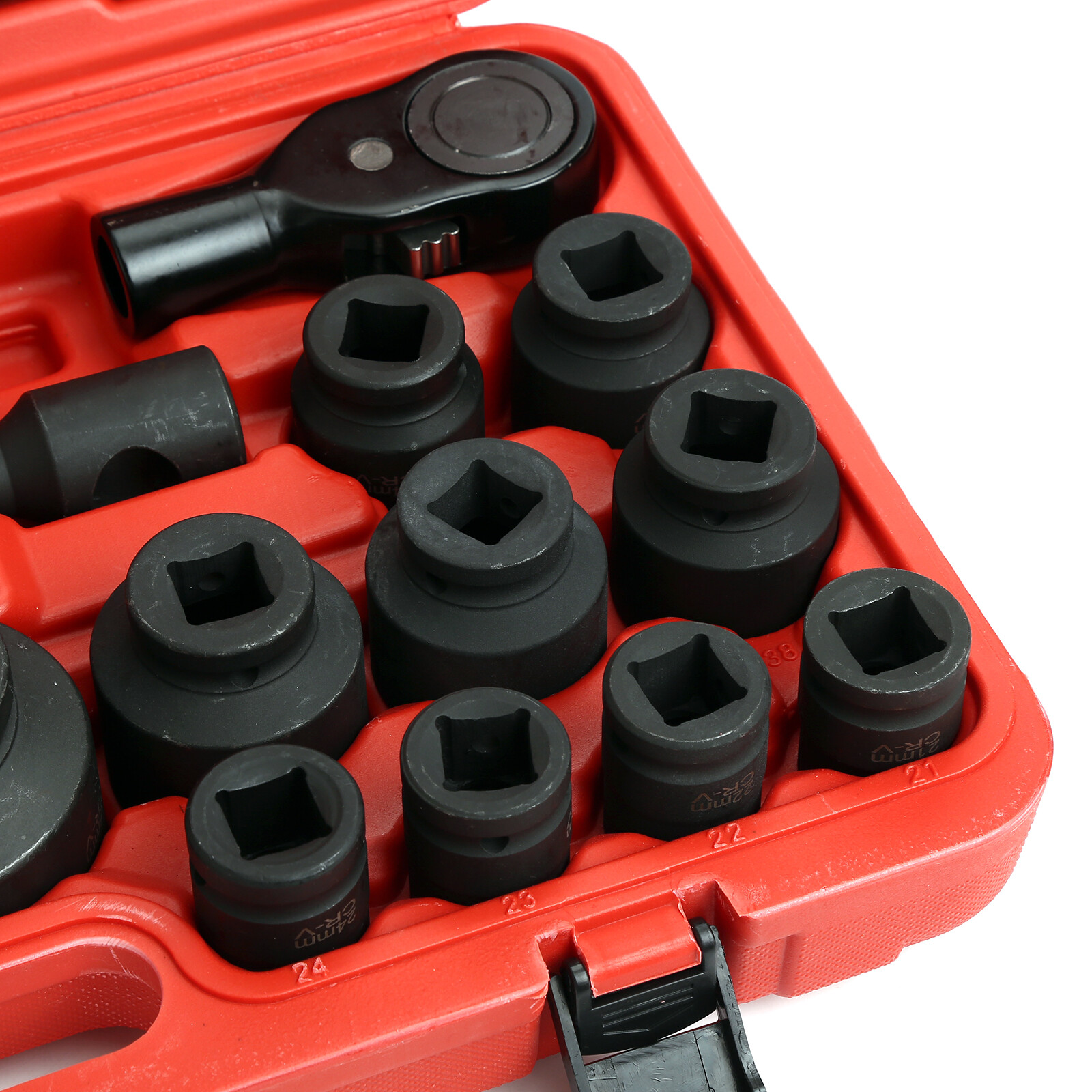 3/4" Dr Metric Impact Socket Set 21mm to 65mm 27PC Shallow Assortment Socket Set