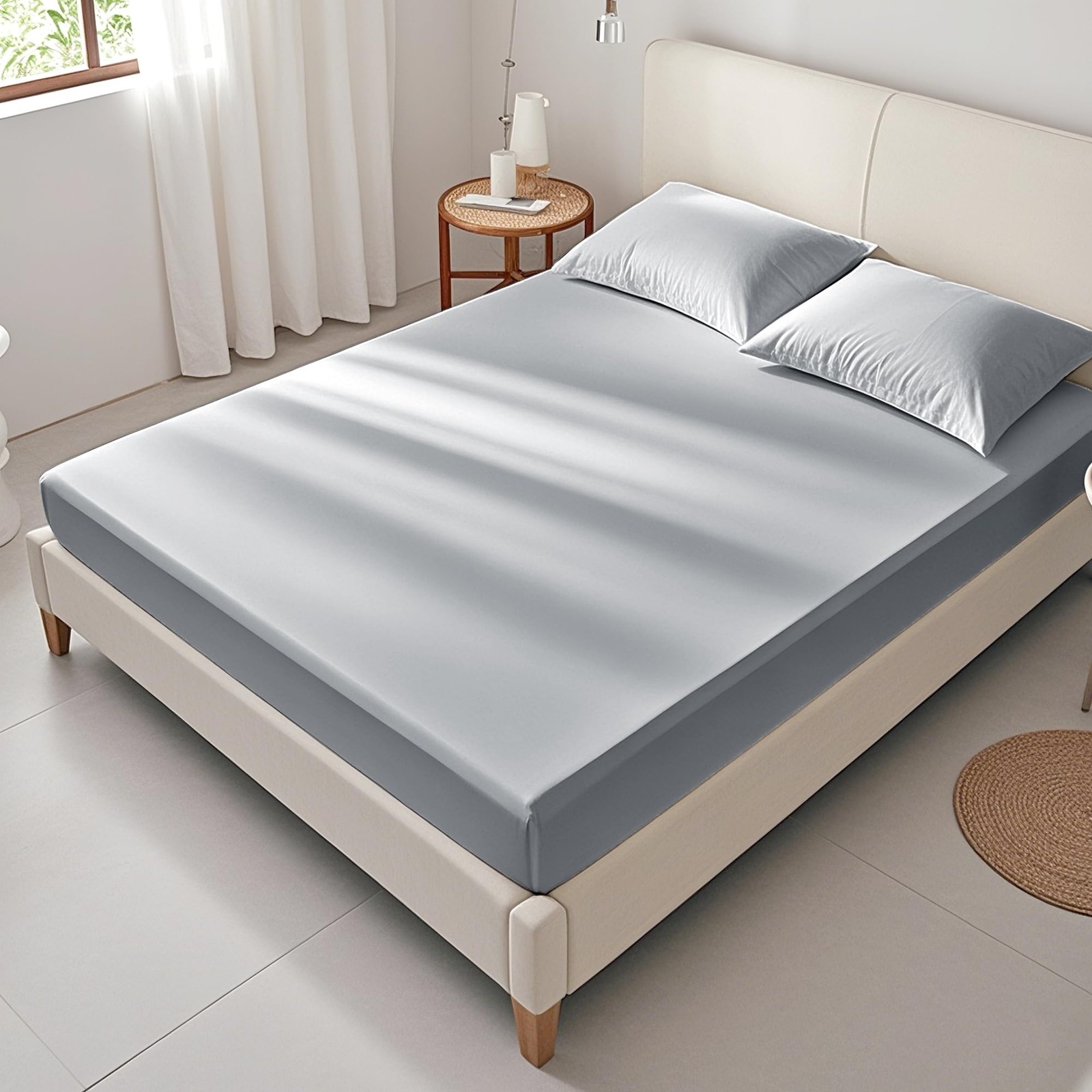 Light Grey Full Fitted Sheet Premium Hotel Quality Ultra Soft Microfiber Bed