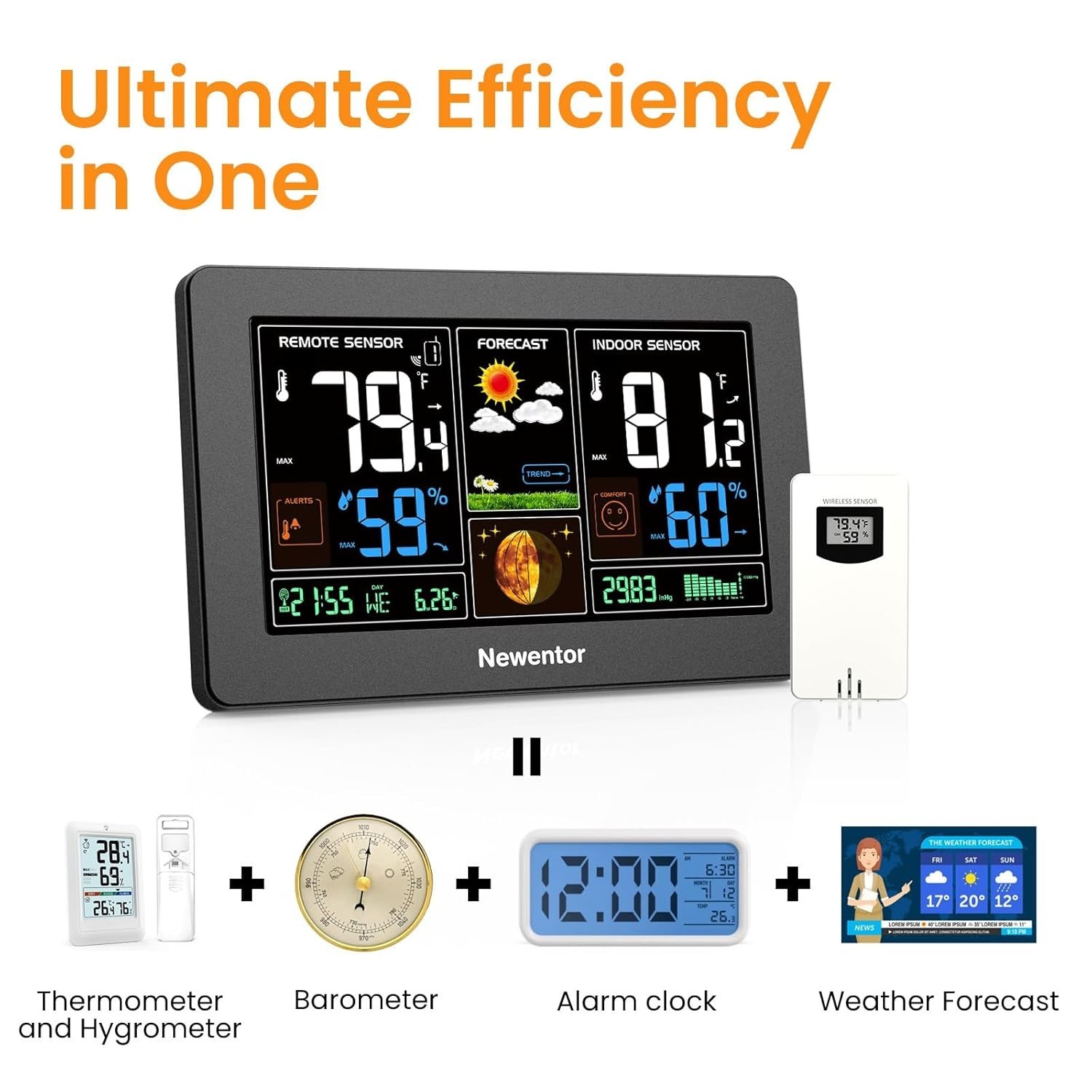 Comprehensive Weather Station with Wireless Sensors & Atomic Time Functionality