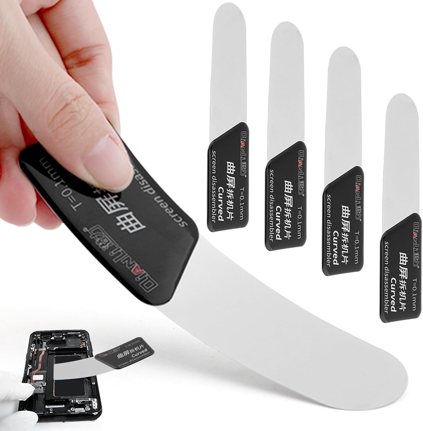 5Pcs Disassembler Pry Tools, Ultra-Thin Separate Screen Curved Spudger, Stainles
