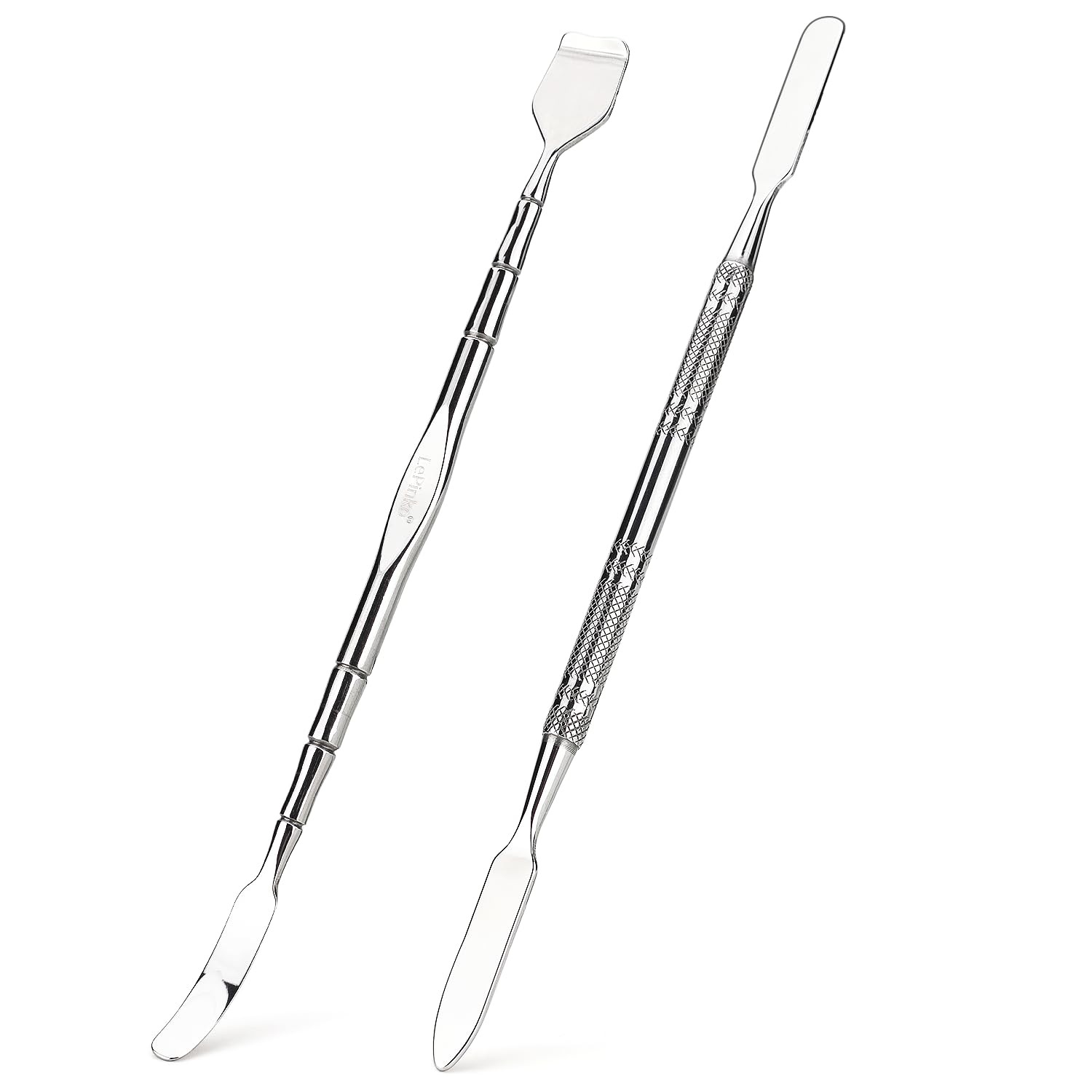 LePinko 2PCS Stainless Steel Cosmetic Spatula Set, Blackhead Remover Silver