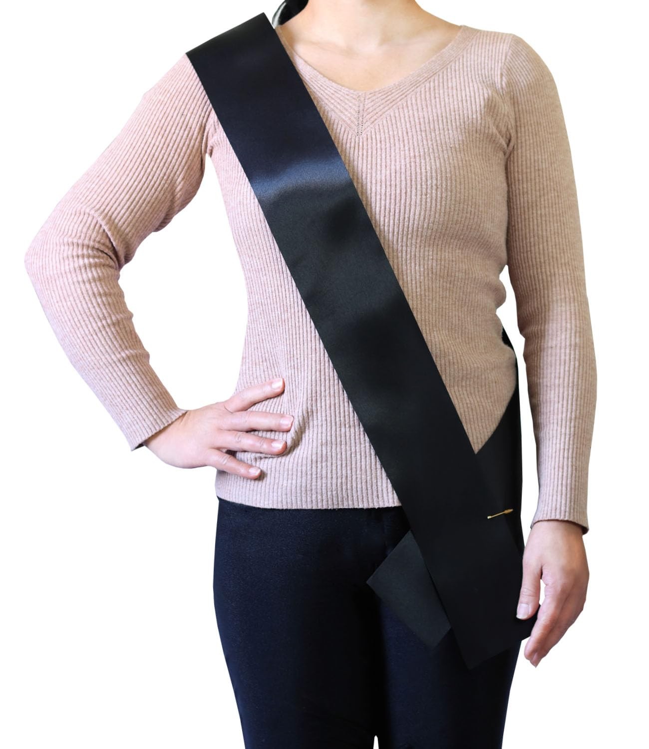 12 Pack Black Blank Sash Plain Satin DIY Pageant Party Decoration Bulk