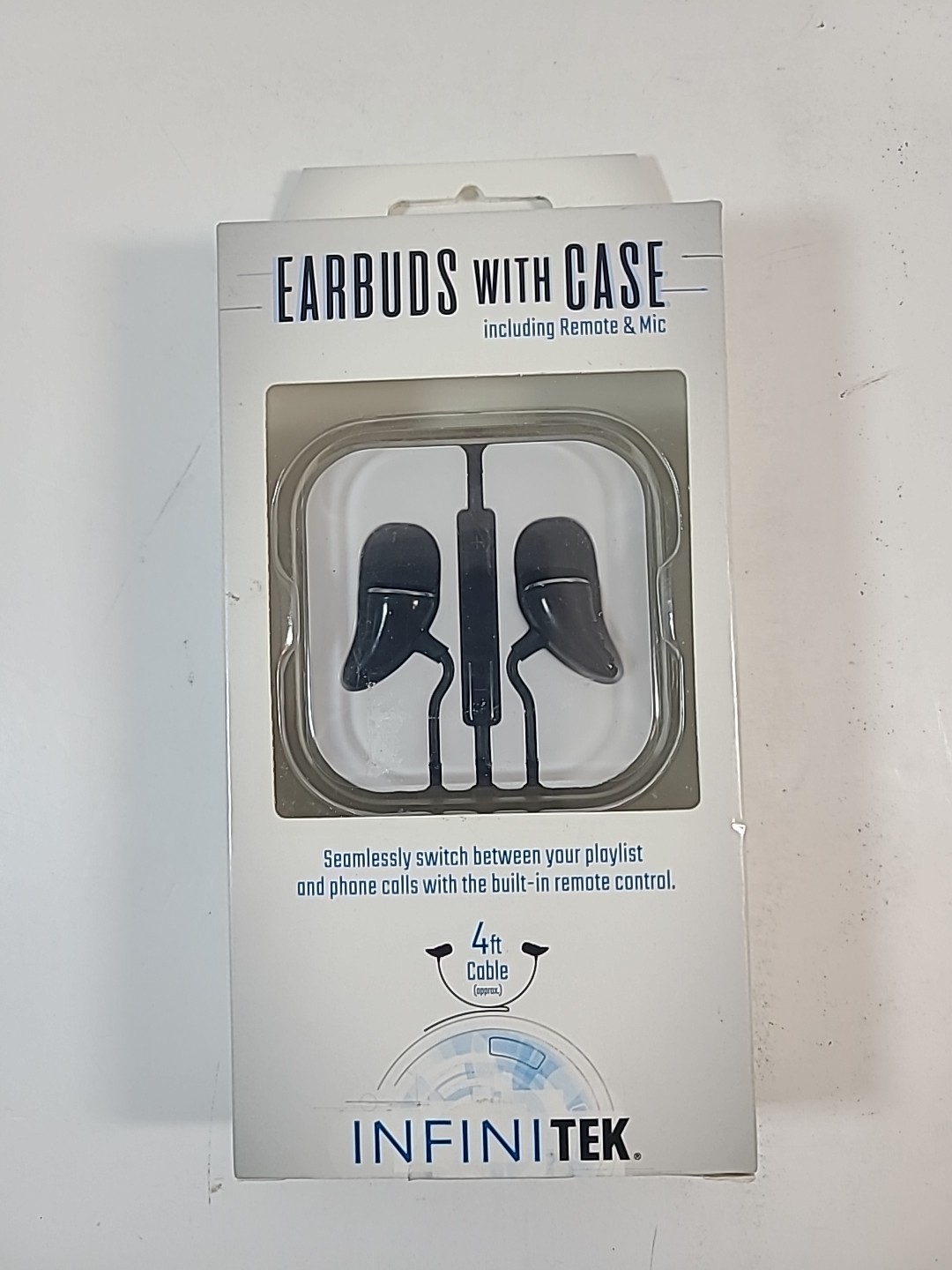 InfiniTek Earbuds With Case In-Ear W/ Mic & Built In Remote Black