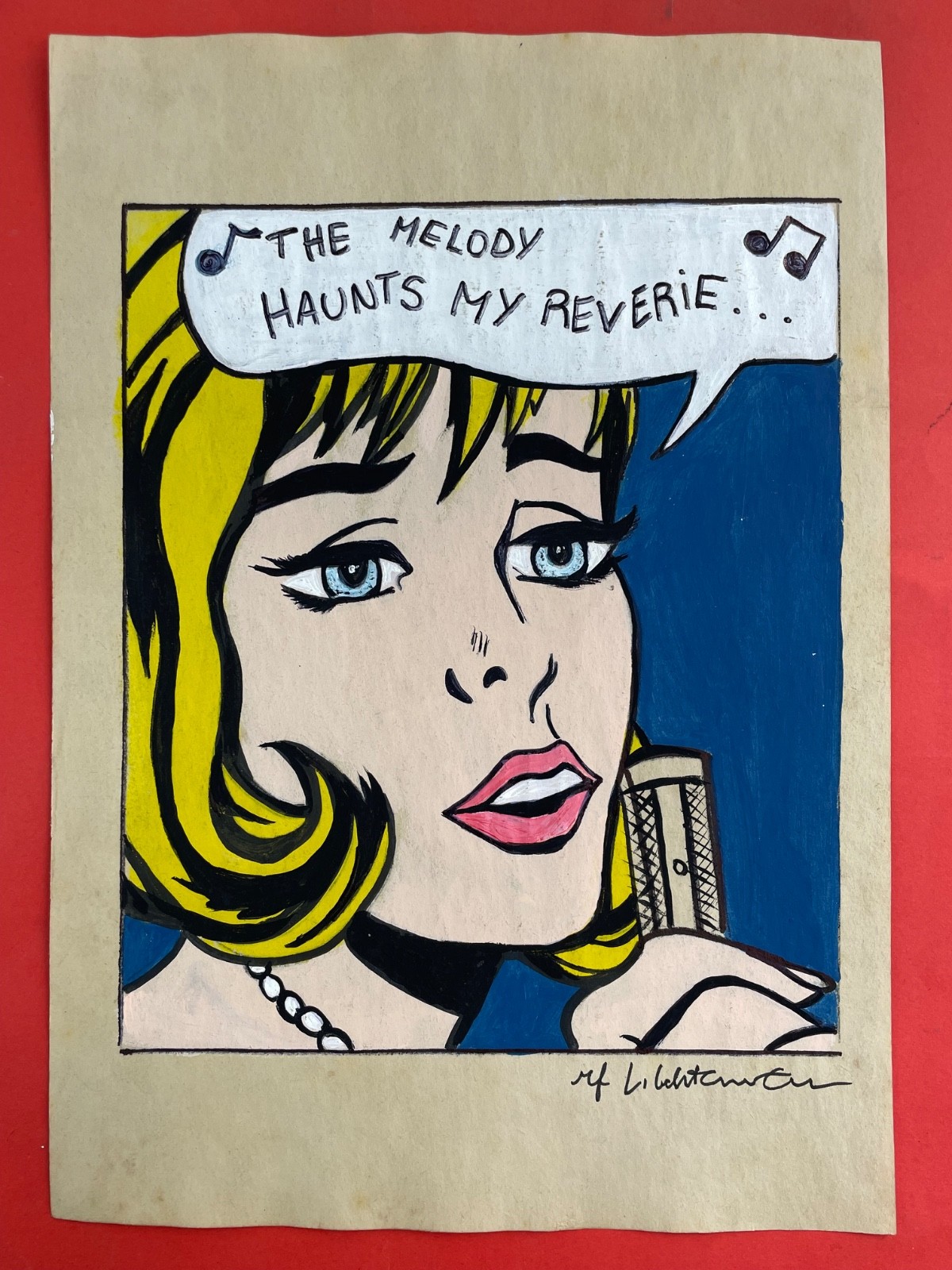 Roy Lichtenstein (Handmade) Drawing On Old Paper signed and stamped