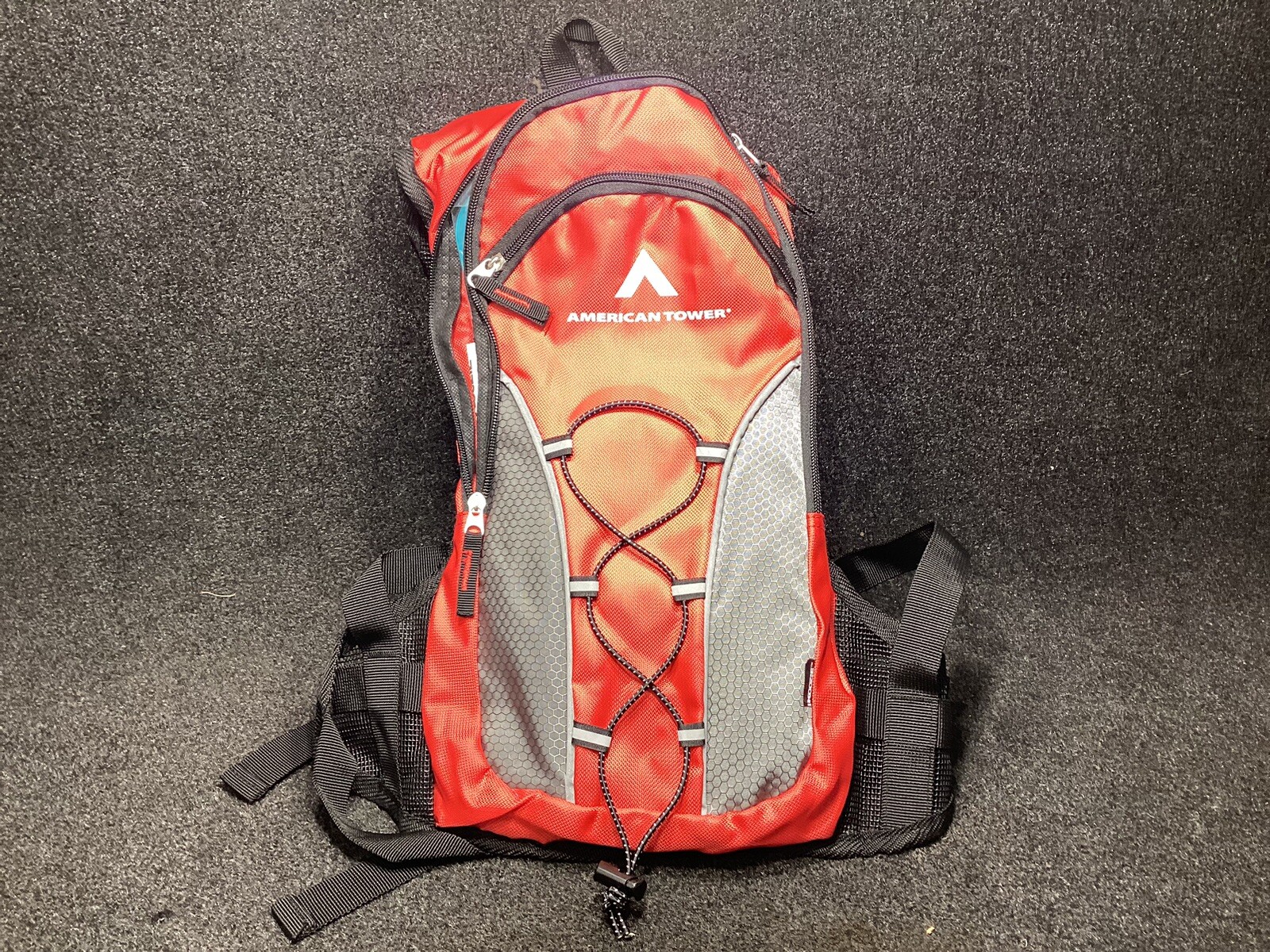 Red American Tower Hiking Pack with water bladder