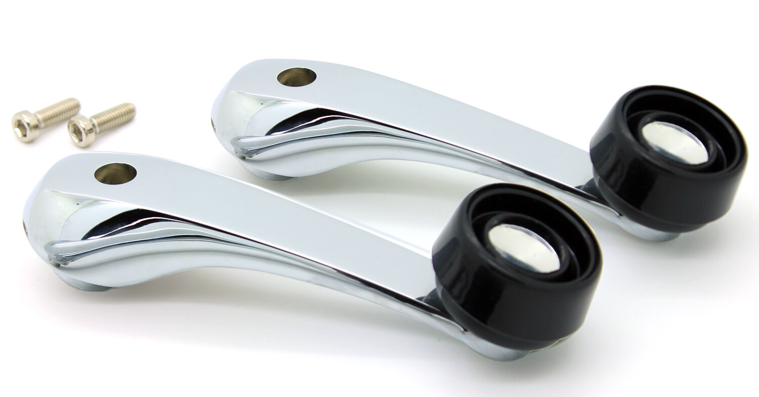 NEW Chrome Manual Window Crank Handle PAIR Black Knob / FITS LISTED DODGE MODELS