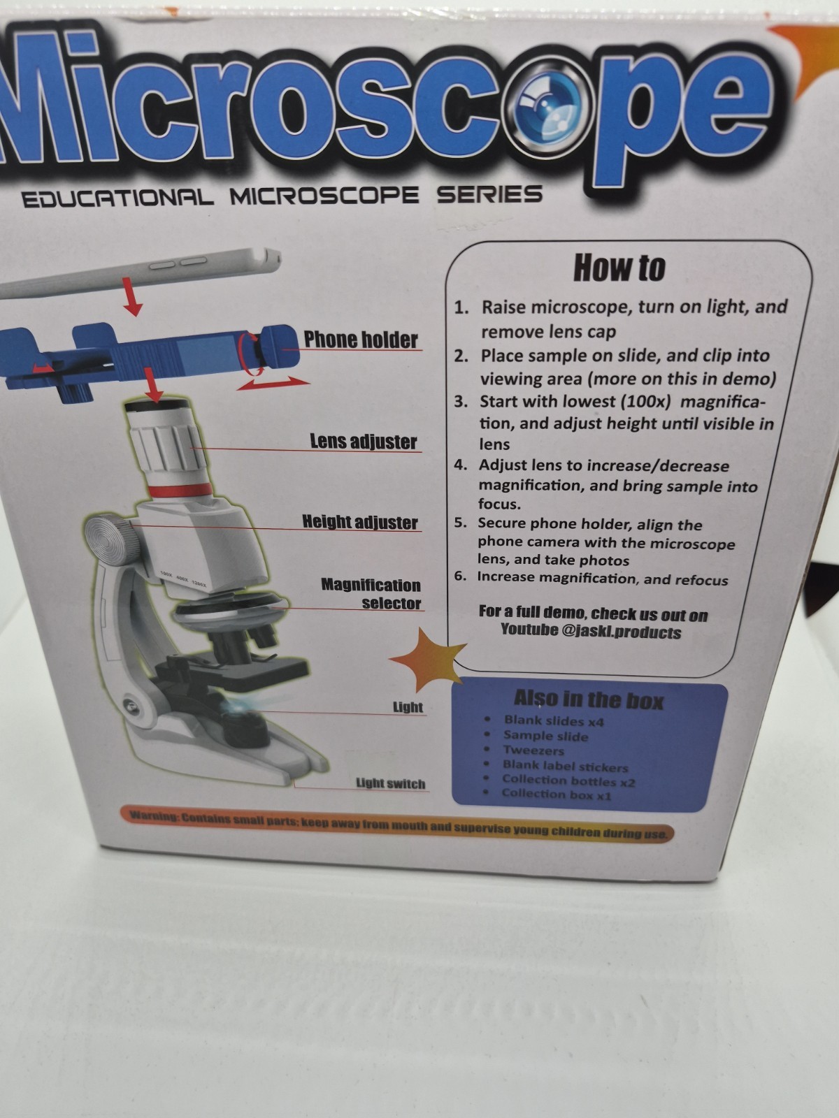 STEM Microscope With Light Source 100x, 400x, 1200x, Kids, Educational, Ages 6+
