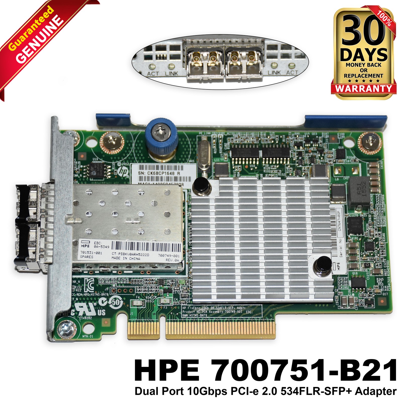 HP FlexFabric 534FLR SFP+ 10GbE Dual-Ports Network Adapter with SFP 701531-001