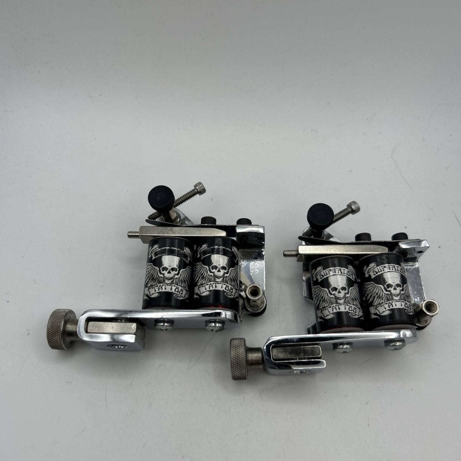 2 Superior Tattoo Superior Steel Cross Skull Tattoo Machines USA Rare
