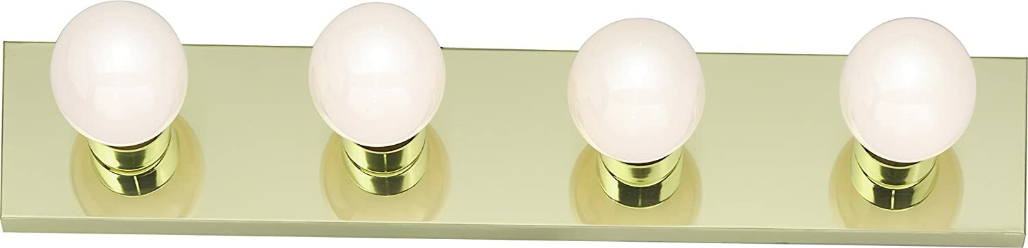 NIB 4LT VANITY BAR LIGHT SQUARE BACK POLISHED BRASS PB 24" BATH BATHROOM