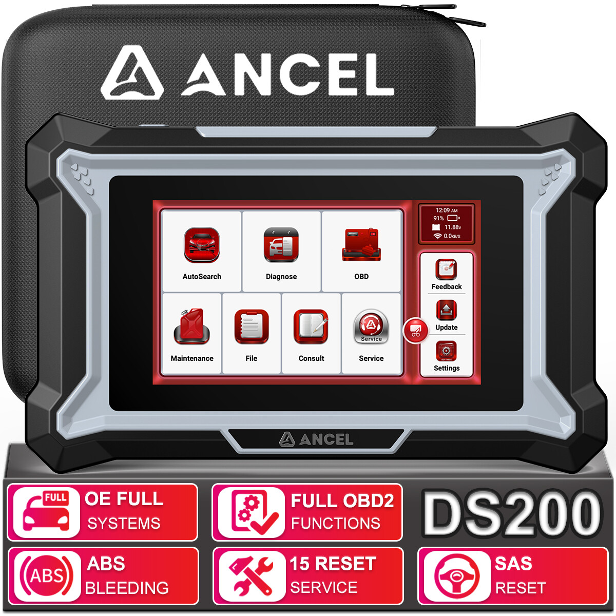 ANCEL DS200 Car Full System OBD Diagnostic Scanner OBD2 Code Reader ABS TPMS DPF