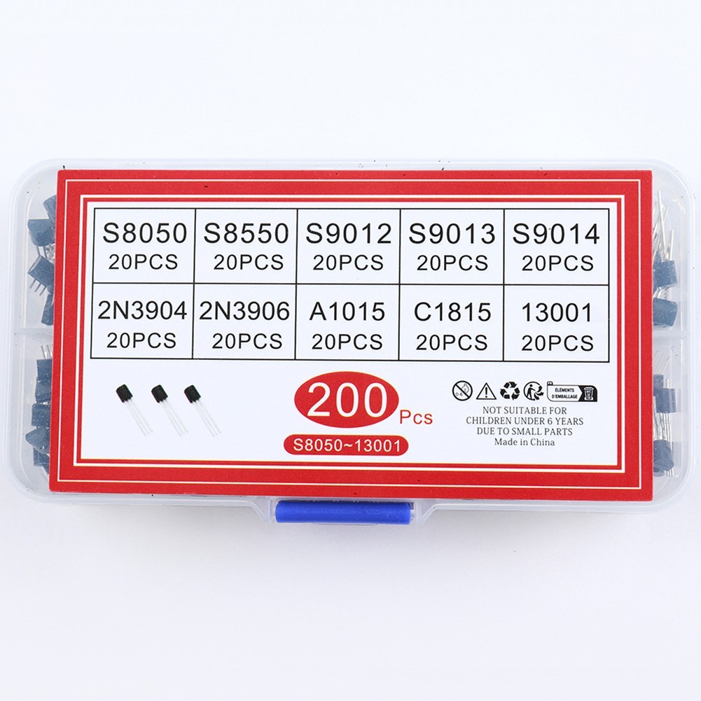 200PCS TO92 Transistors 10 Different Types 20PCS Each for Electronics DIY Work