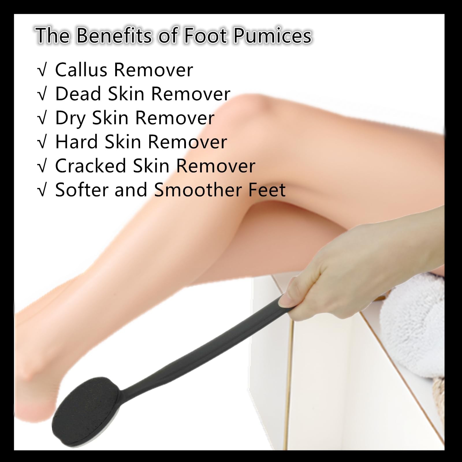 Double Sided Pumice Stone 13.7" Long Handle - Callus Remover & Exfoliator