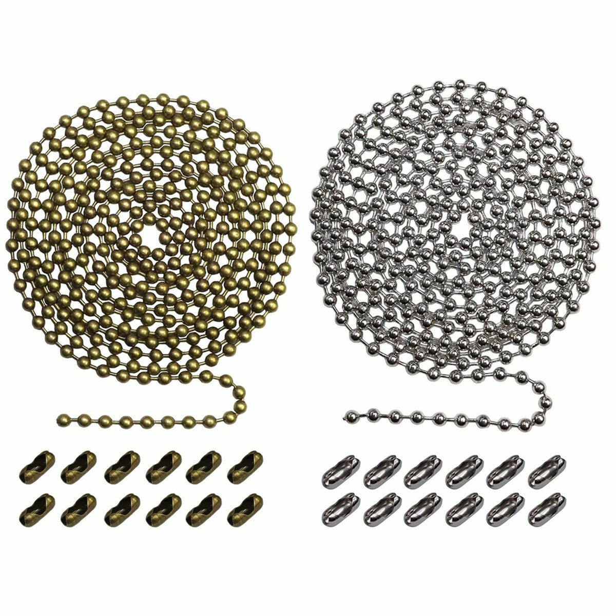 1-2Pcs 10FT Beaded Pull Chain Extension Replacement Ceiling Fan Cord Connector
