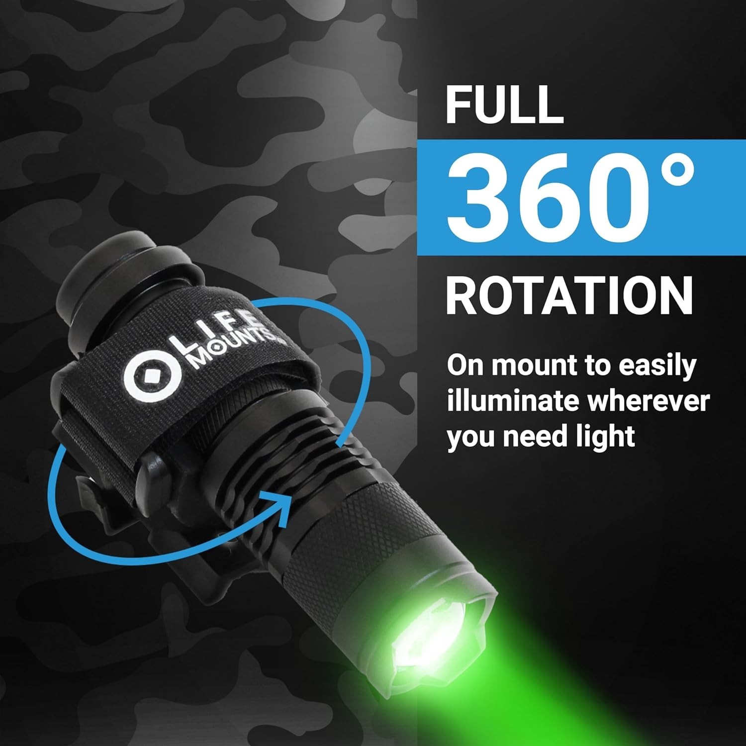 Quick-Detach Tactical Helmet Flashlight - Hands-Free Green LED Mounting System