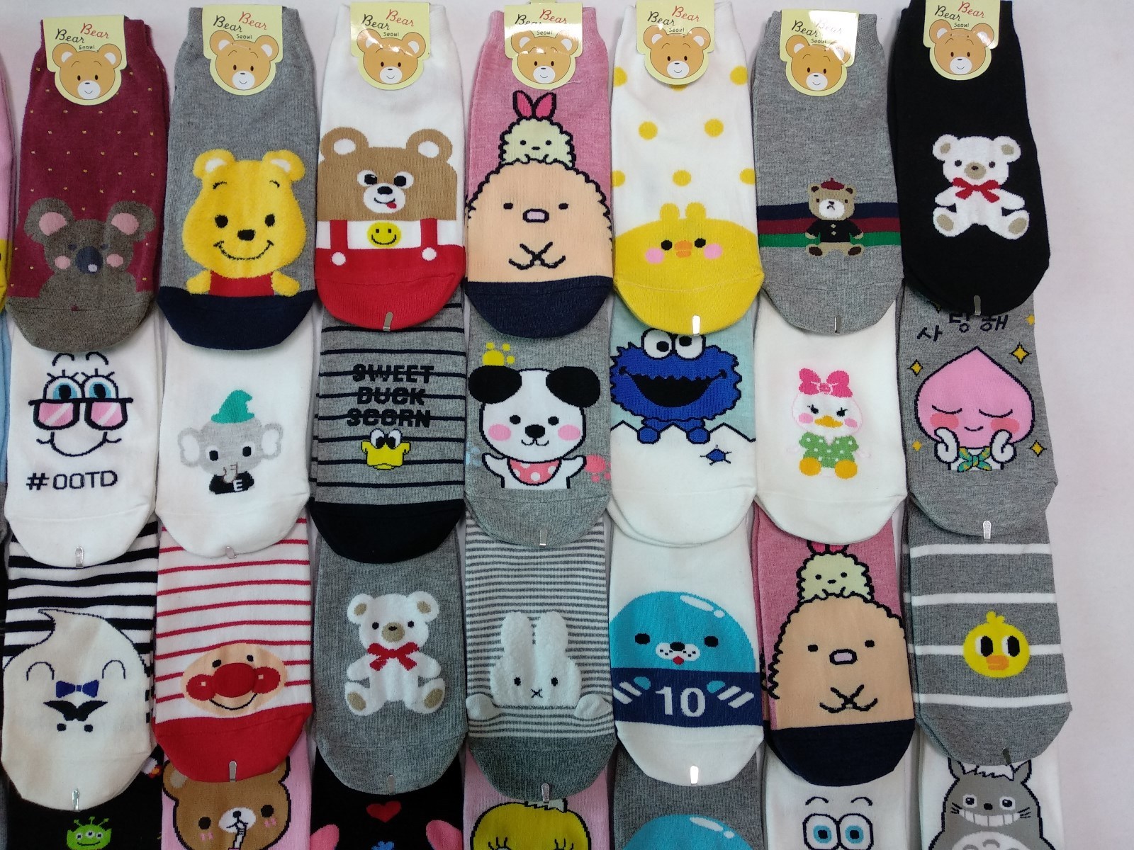 Korean Character Socks for Women 3,5,7,10,15Pairs Random Shipping, Made in Korea