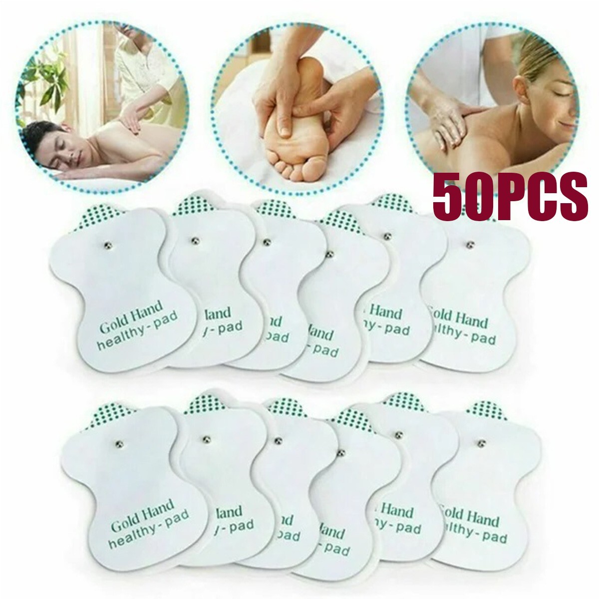 For Massager & Electrode Pads TENS Unit 50PCS Snap On Replacement Pads US