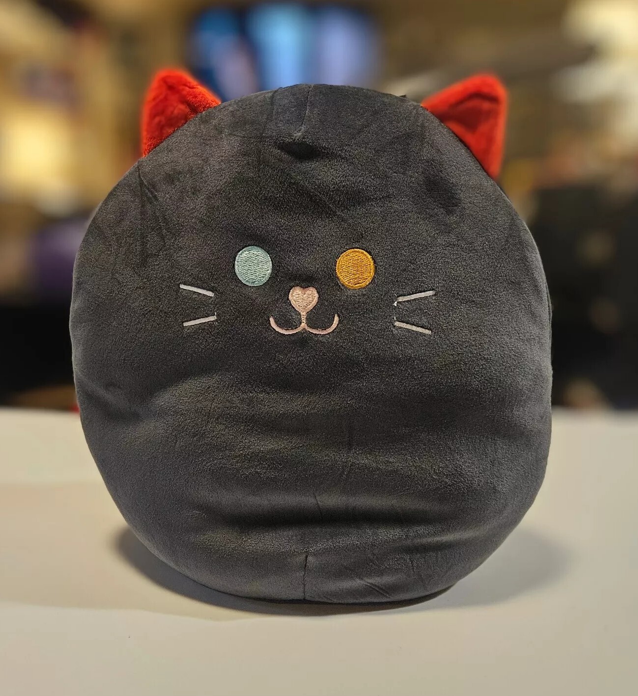 12" Gray Cat Pillow Cushion Stuffed Animal Plush Doll Toy Yellow & Blue Eyes