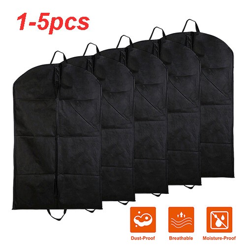 Suit Travel Bag Garment Bag Long Dress For Hanging Clothes Carrier Cover Black