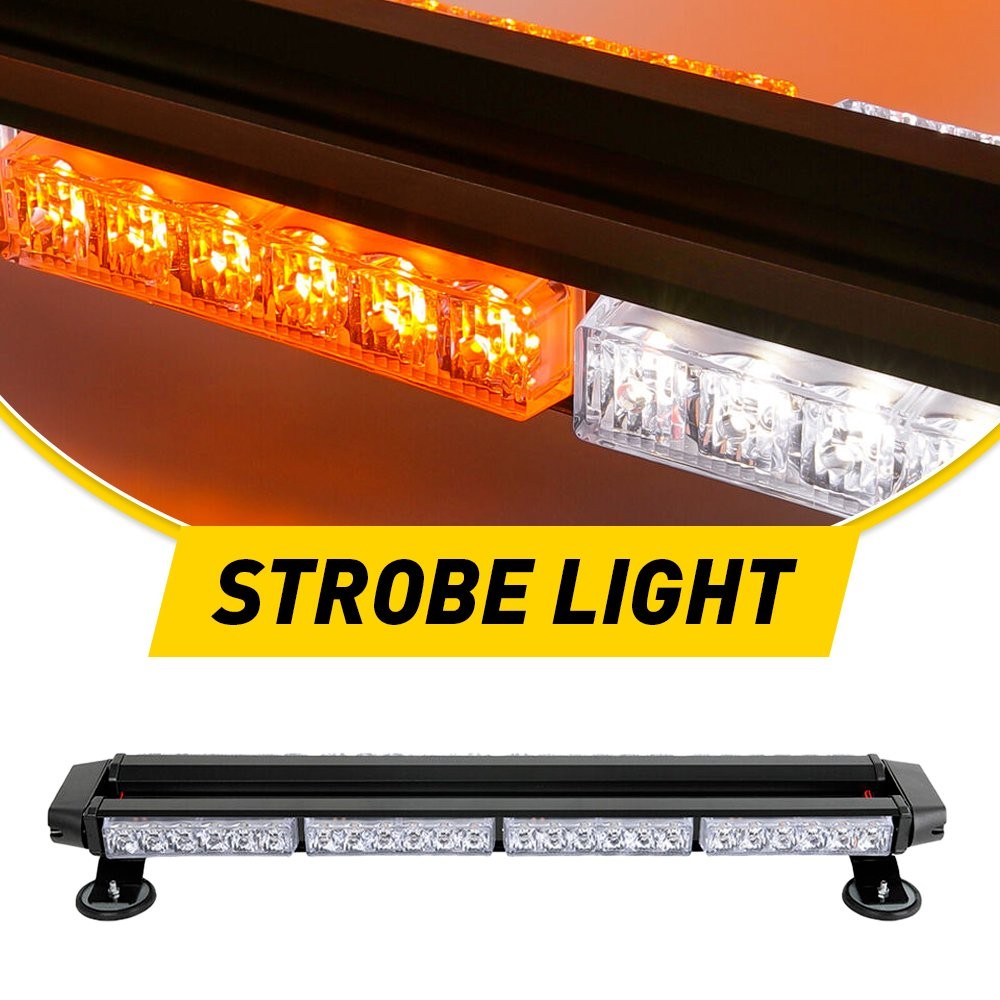 Flashing LED Lights Emergency Bar Rooftop Double Side Strobe Warning White Amber