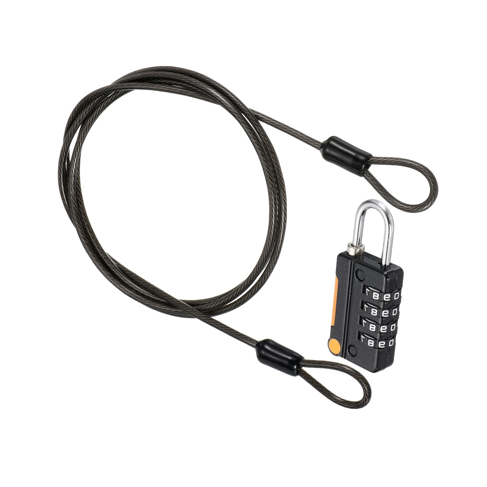 1Pcs 3Ft 4 Digit Combination Lock DIY Security Cable Padlock Black