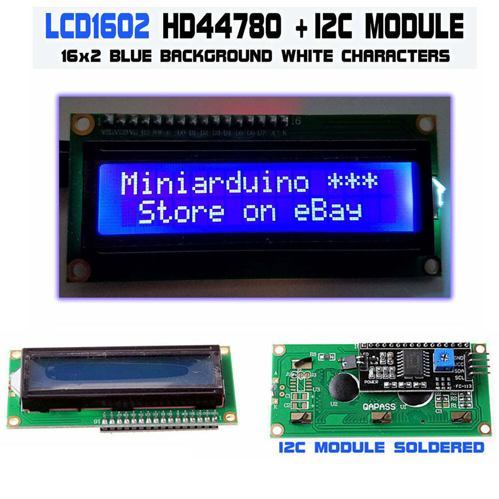 2PCS 1602 BLUE LCD HD44780 With IIC I2C Serial Interface Adapter Modules Display