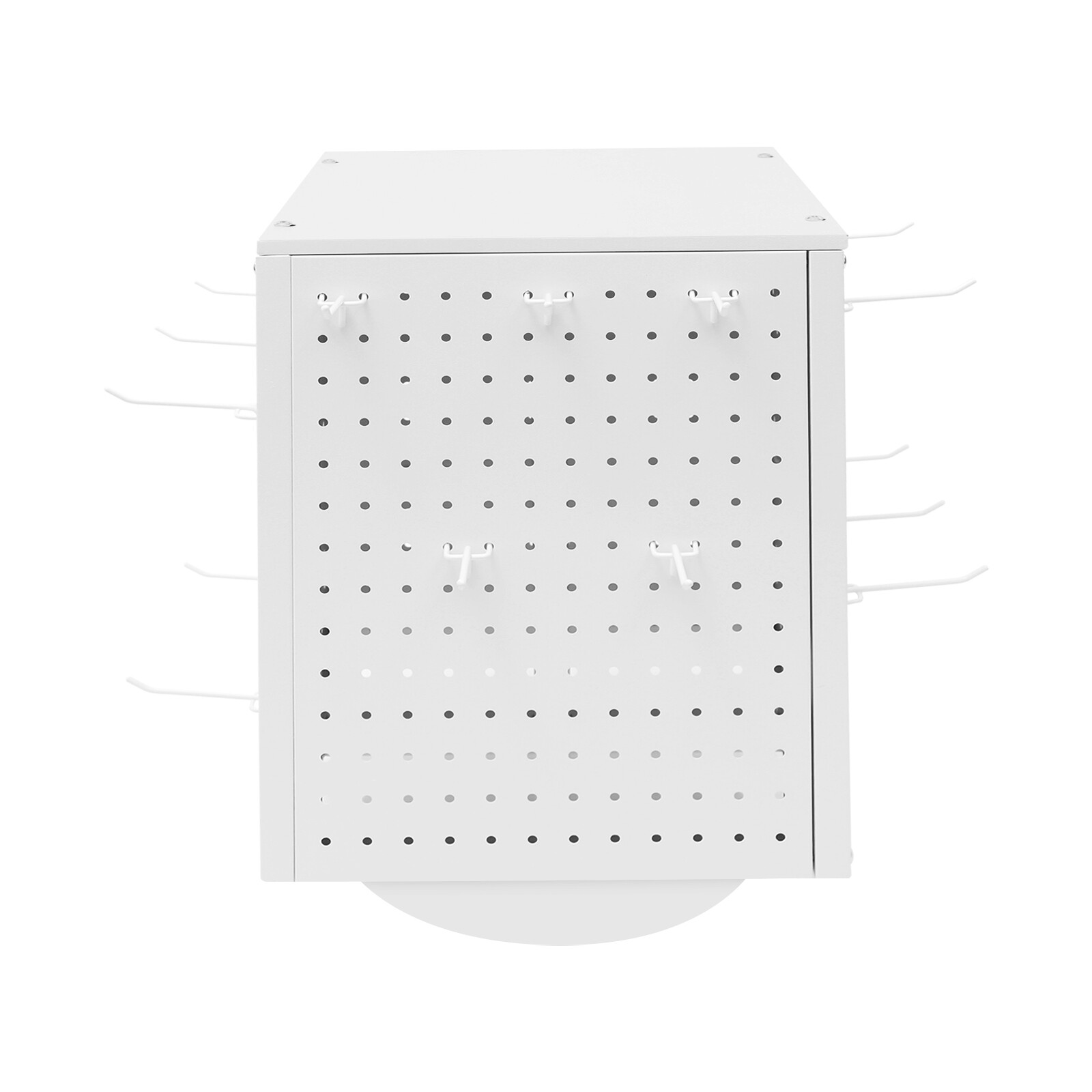 Pegboard Rotating Display Stand, 4 Sided Spinning Peg Board Display, w/ 20 hooks