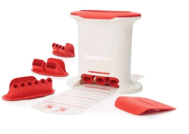 Tupperware M SNACK PRESS 4 PIECE MOULDS DOUGH SNACK MAKER GNOCHI BNWOB RED