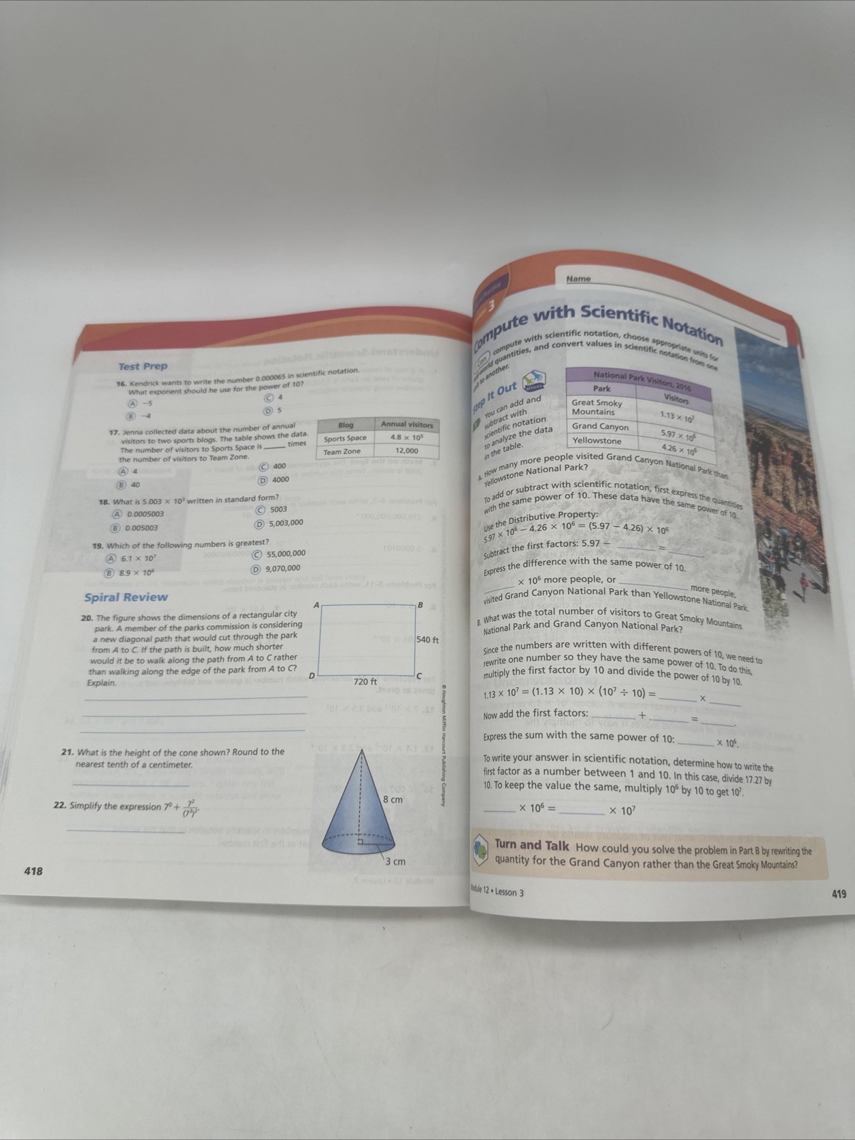 HMH Into Math Grade 8 Student WorkText (2020 Edition) 8th Grade Houghton - NEW