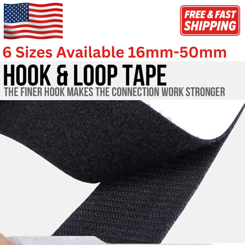 5M Self Adhesive Hook and Loop Tape Heavy Duty StickyBack Fastener Strip 16-50mm