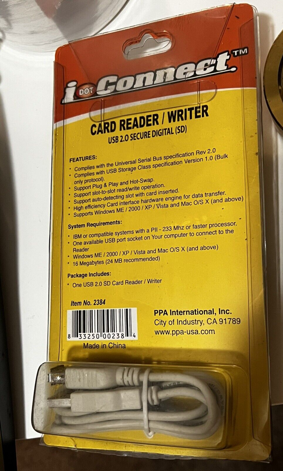 I Dot Connect CARD READER / WRITER - USB 2.0 SD Secure Digital - I Connect