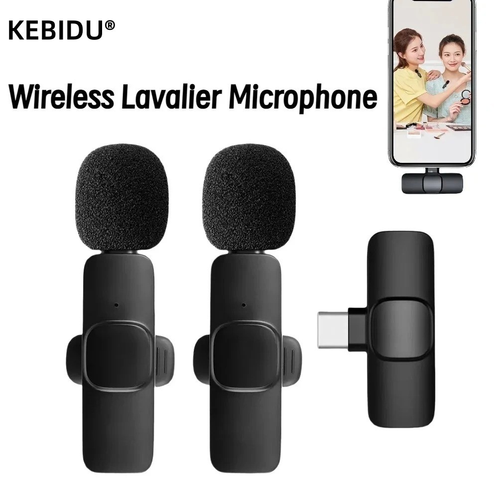 2.4G Wireless Lavalier Microphone Noise Cancelling Mic for iPhone Android