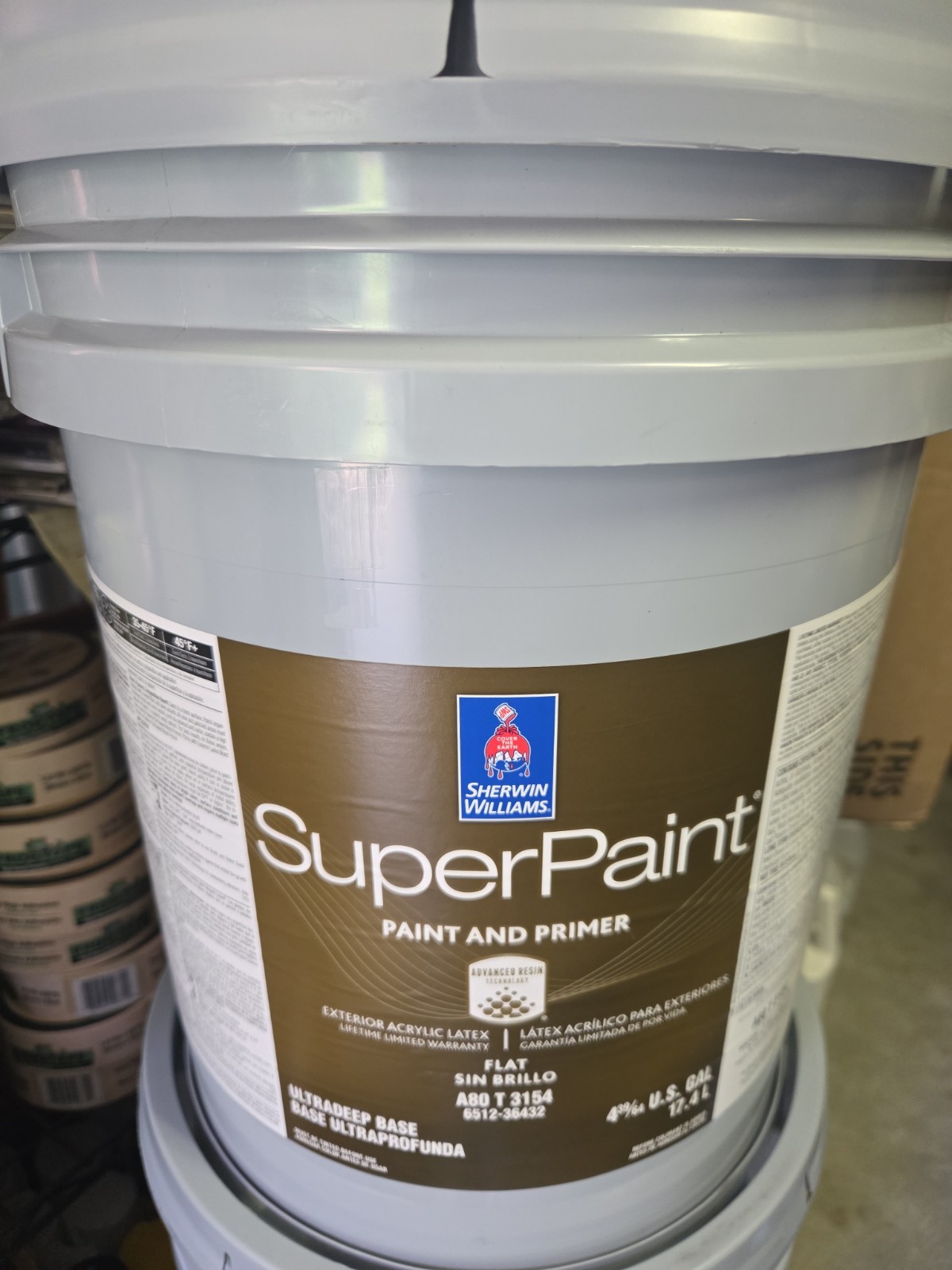 5 Gallon Sherwin William's SuperPaint Exterior Satin Color  6069 French Roast