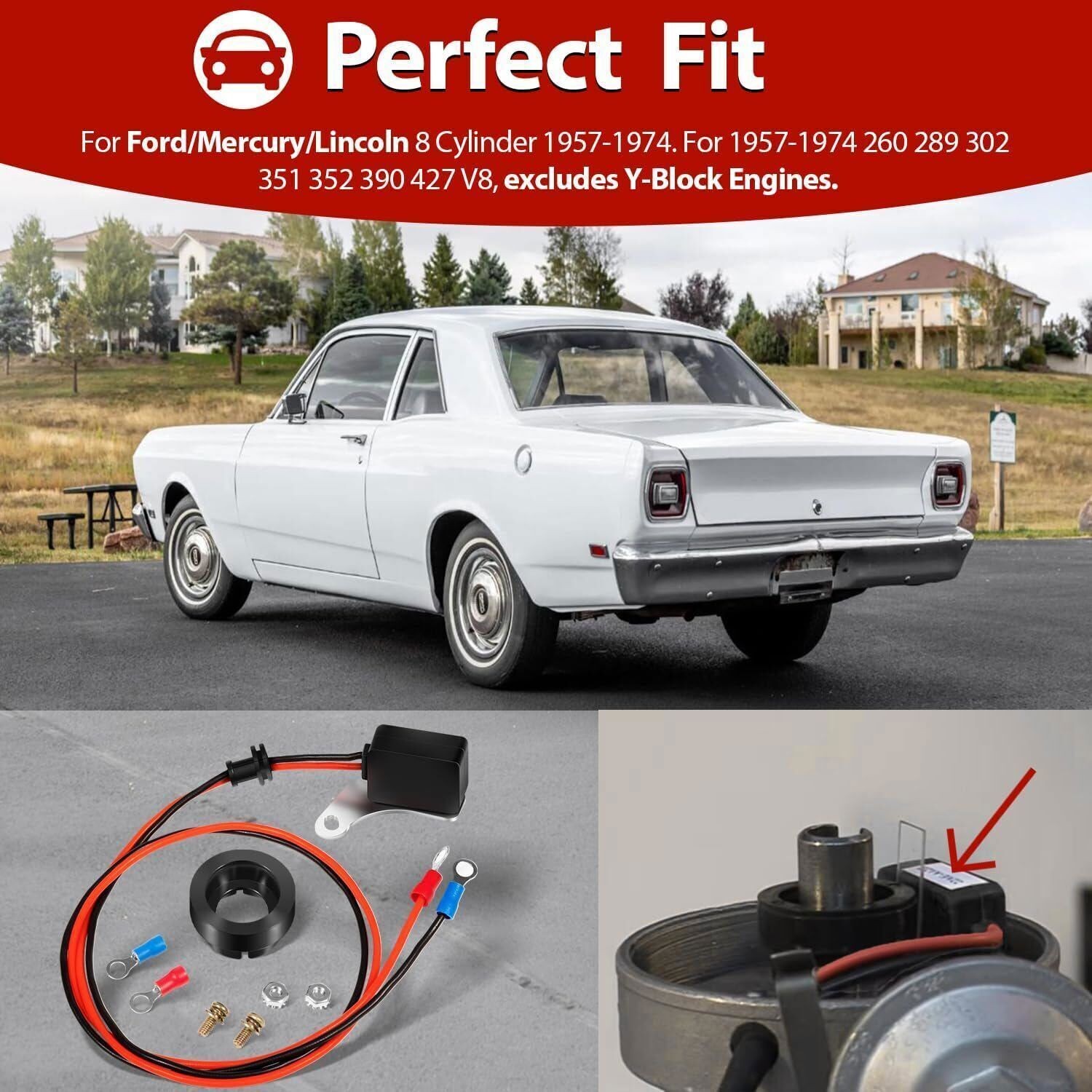 Ignition Conversion Kit Fit For Ford 8 Cylinder 1957-1974 1281 USA