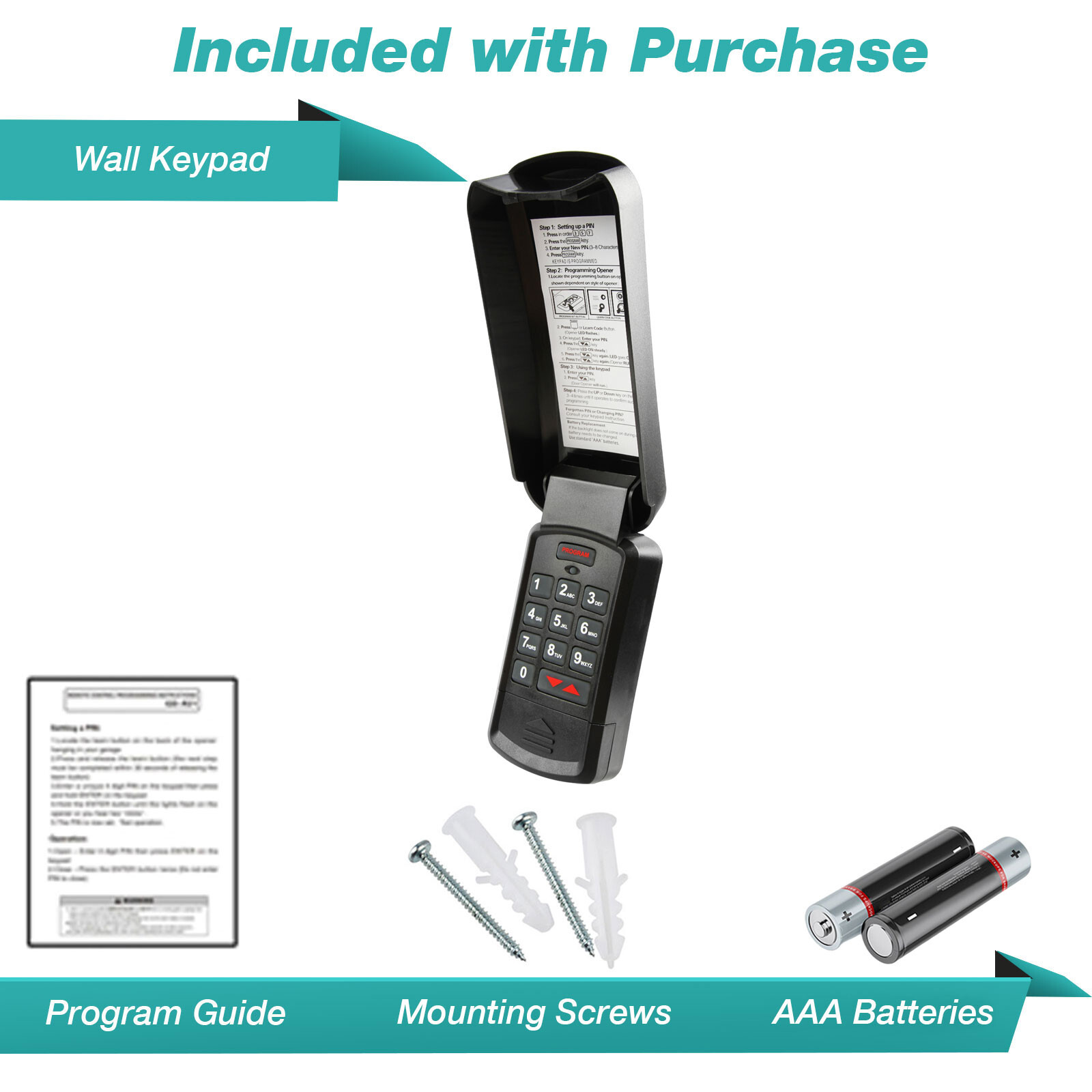 For Genie Garage Door Open Remote Wireless Keypad GWKP GWK-IC GK-BX GK-R Black
