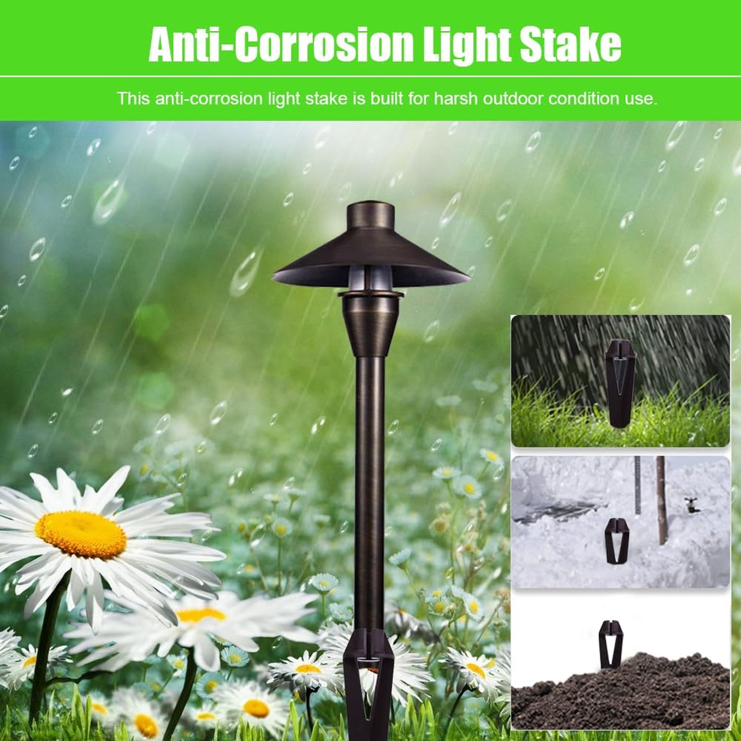 Landscape Lighting Stakes, 1/2 NPT Female Thread, 8.6 Inch Solid Plastic Spik...