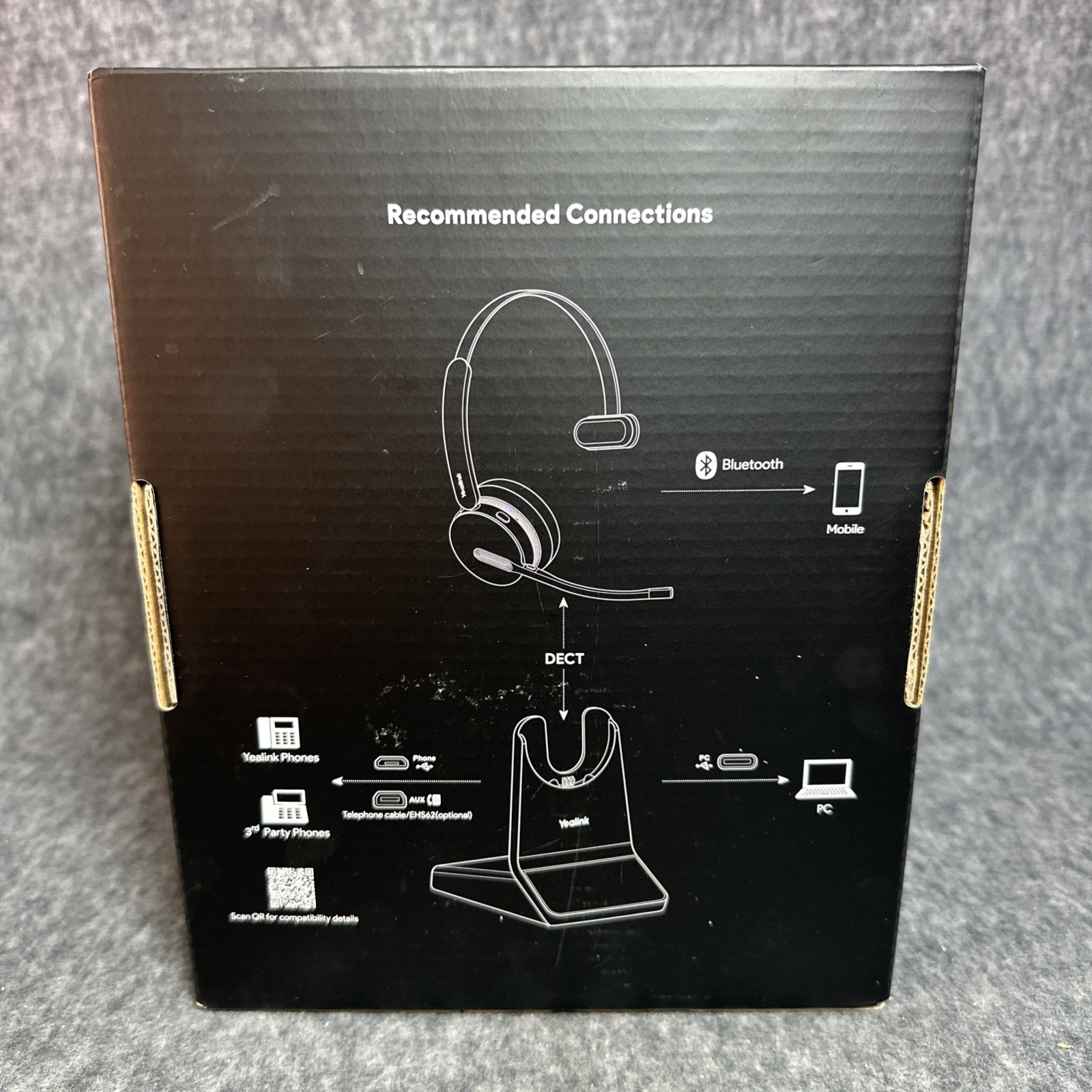Yealink WH64 DECT & Bluetooth Mono UC Zoom Wireless Headset 606 ft Range NEW