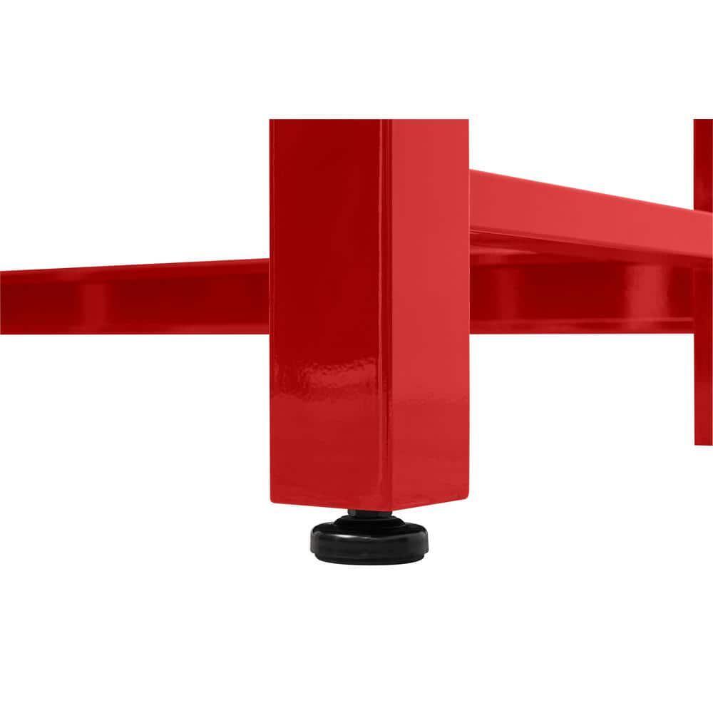 6 Ft. Adjustable Height Solid Wood Top Workbench In Red For Ready To Assemble