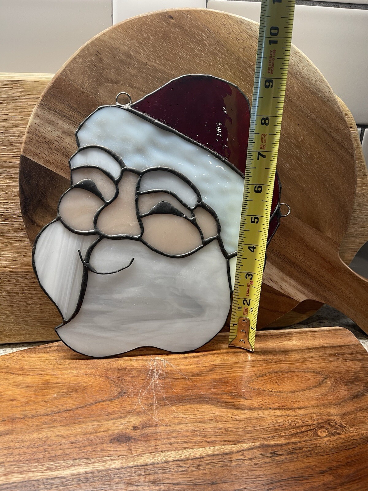 Stained Glass Santa Sun Catcher Missing Hanging Chain