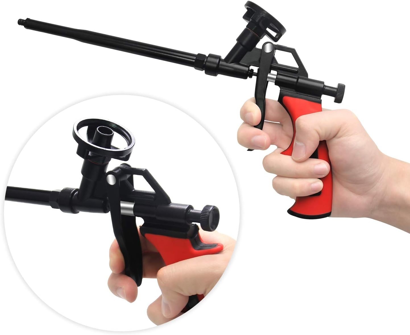 Versatile Professional Caulking Foam Gun with Precision Control - Red 12.99 inch