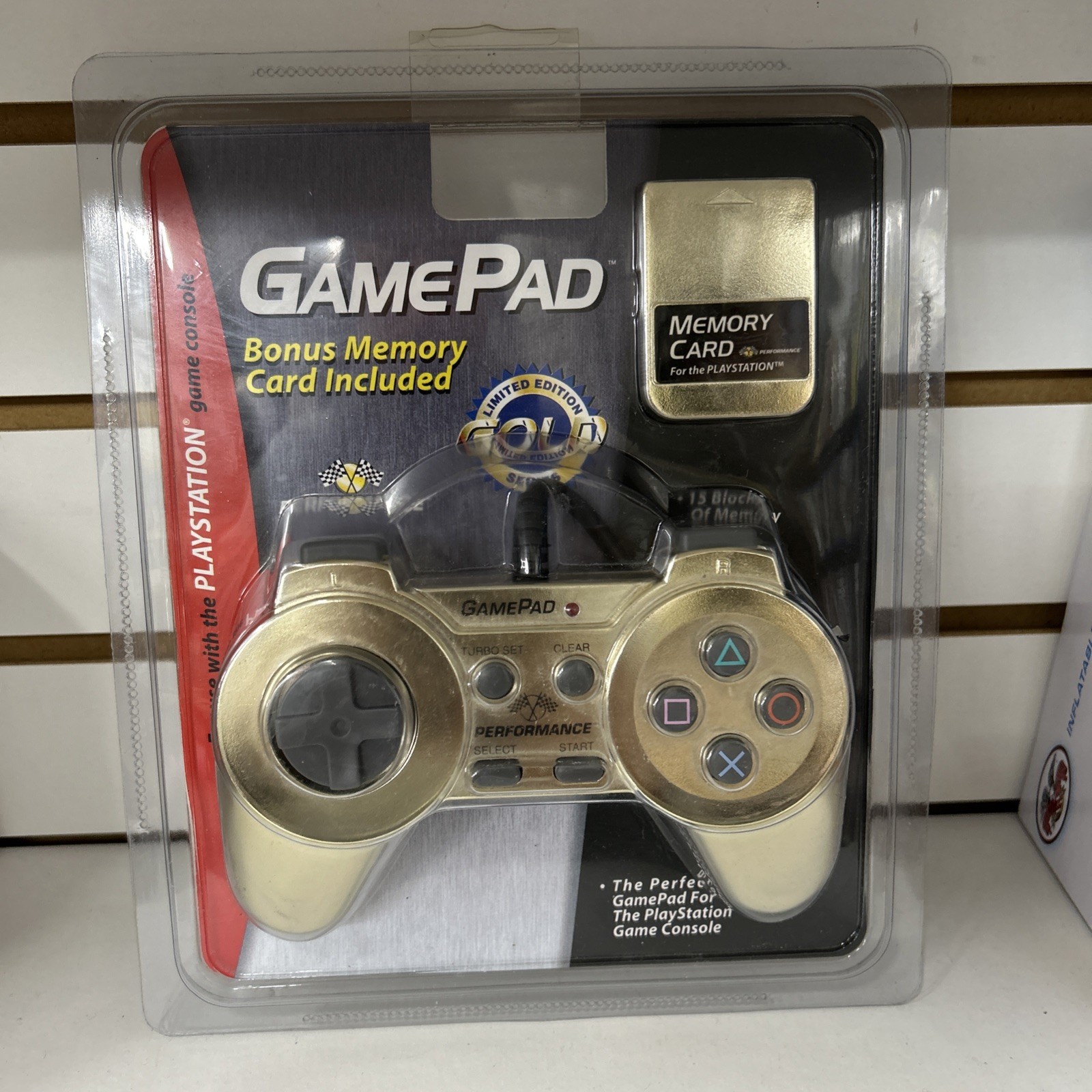 Gold PS1 GamePad Controller w/ Memory Card – New Sealed – PlayStation